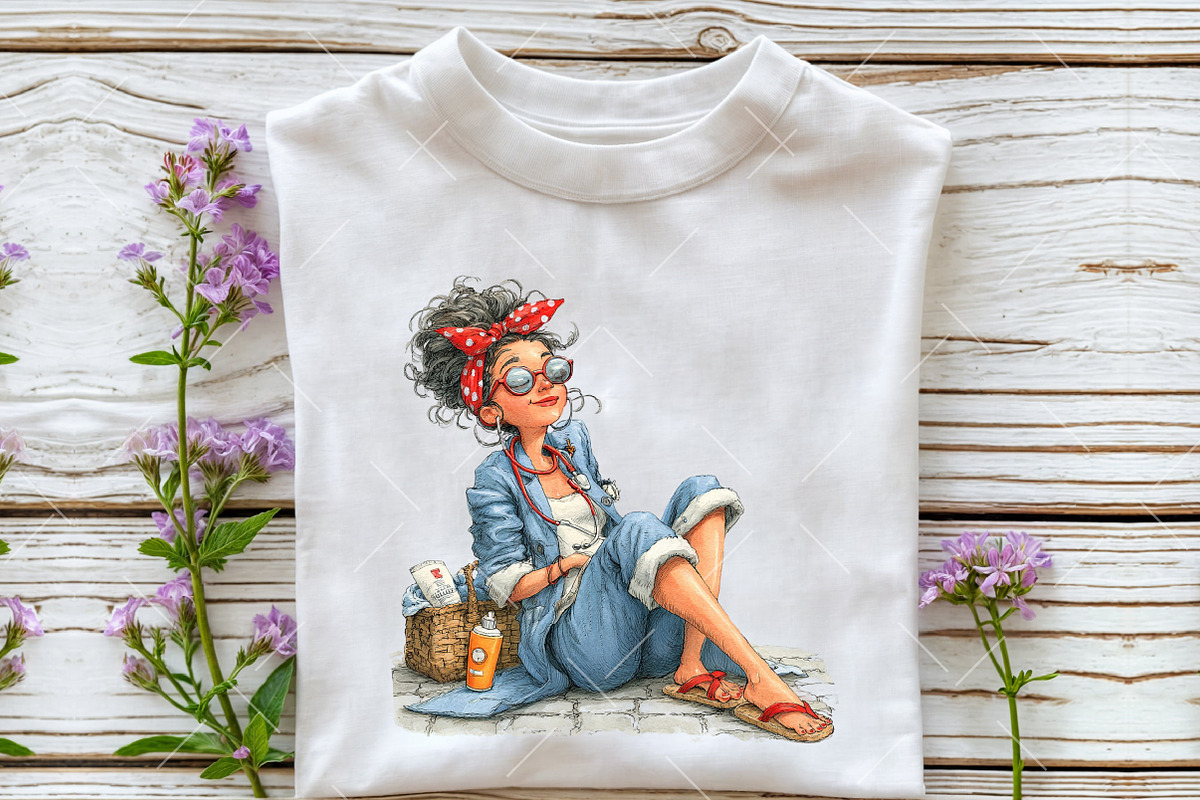 Whimsical Summer Nurse PNG Clipart, an Illustration by OK Design (Photo 4 of 6)