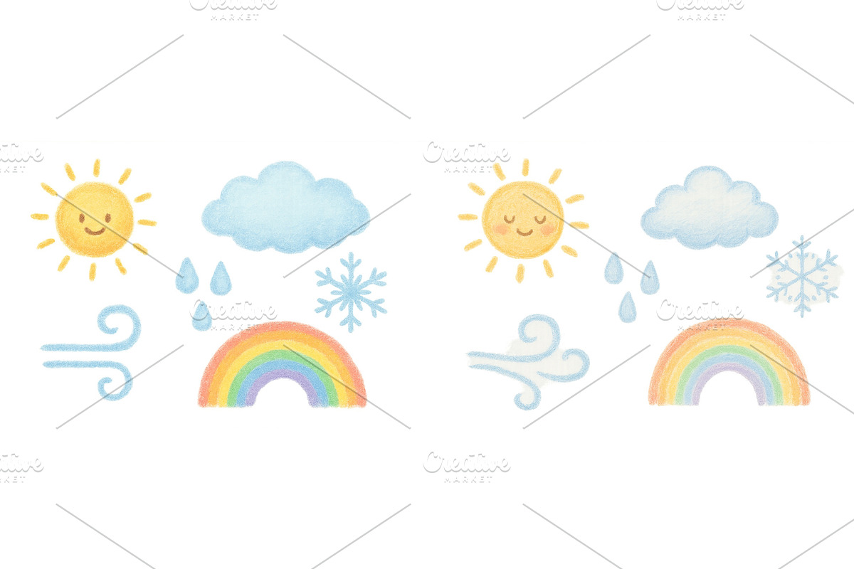 Colorful weather symbols showing, an Illustration by ZinetroN