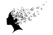 Woman Butterfly Hair Silhouette, an Object Illustration by yasushie (Thumbnail 16 of 31)