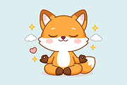 Peacefull Meditation Fox Chibi Style, an Animal Illustration by Artpon Illustration (Thumbnail 1 of 3)
