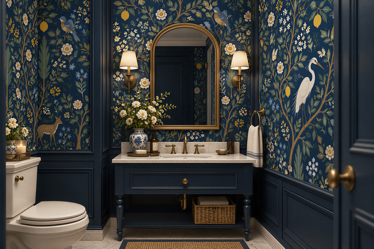 Midnight Heron | Botanical Wallpaper, a Wallpaper Graphic by by creative paper (Photo 12 of 15)