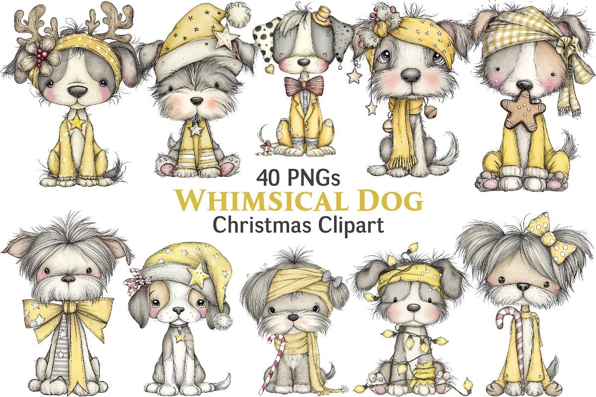 Whimsical Christmas Dog Clipart, an Illustration by Pixels.Craft (Photo 1 of 5)