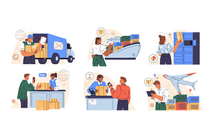 Logistic vector sign set. Parcel, a Transportation Illustration by Elegant Solution