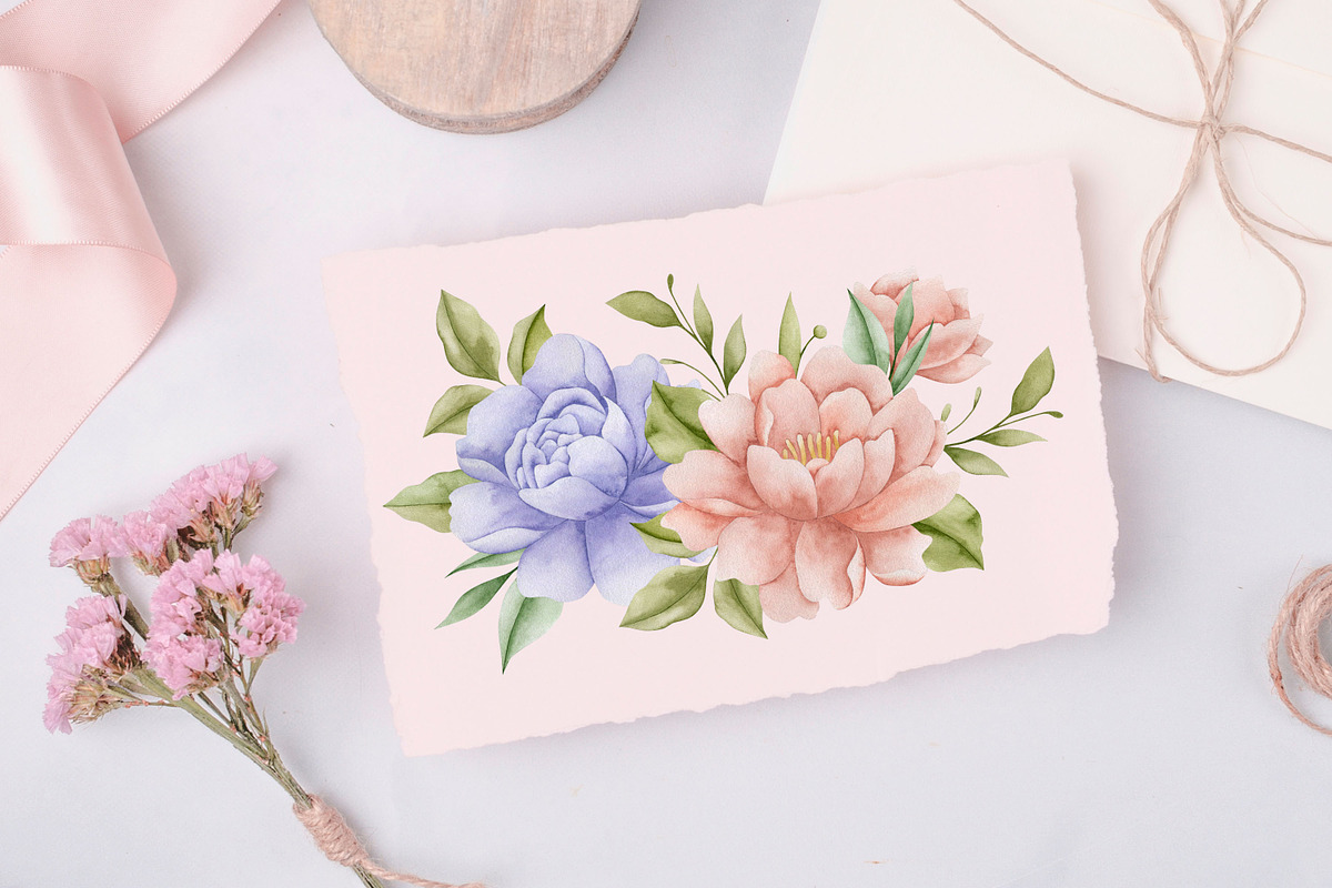 Watercolor Flowers & Cats collection, an Animal Illustration by Kira Konoshenko (Photo 9 of 20)
