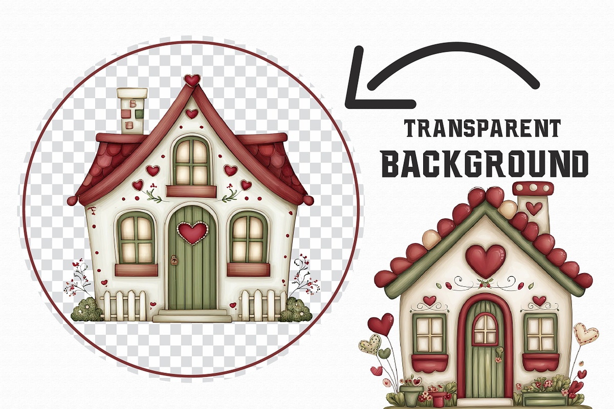 Whimsical Valentine House Clipart, an Illustration by Libby Wishes (Photo 6 of 8)