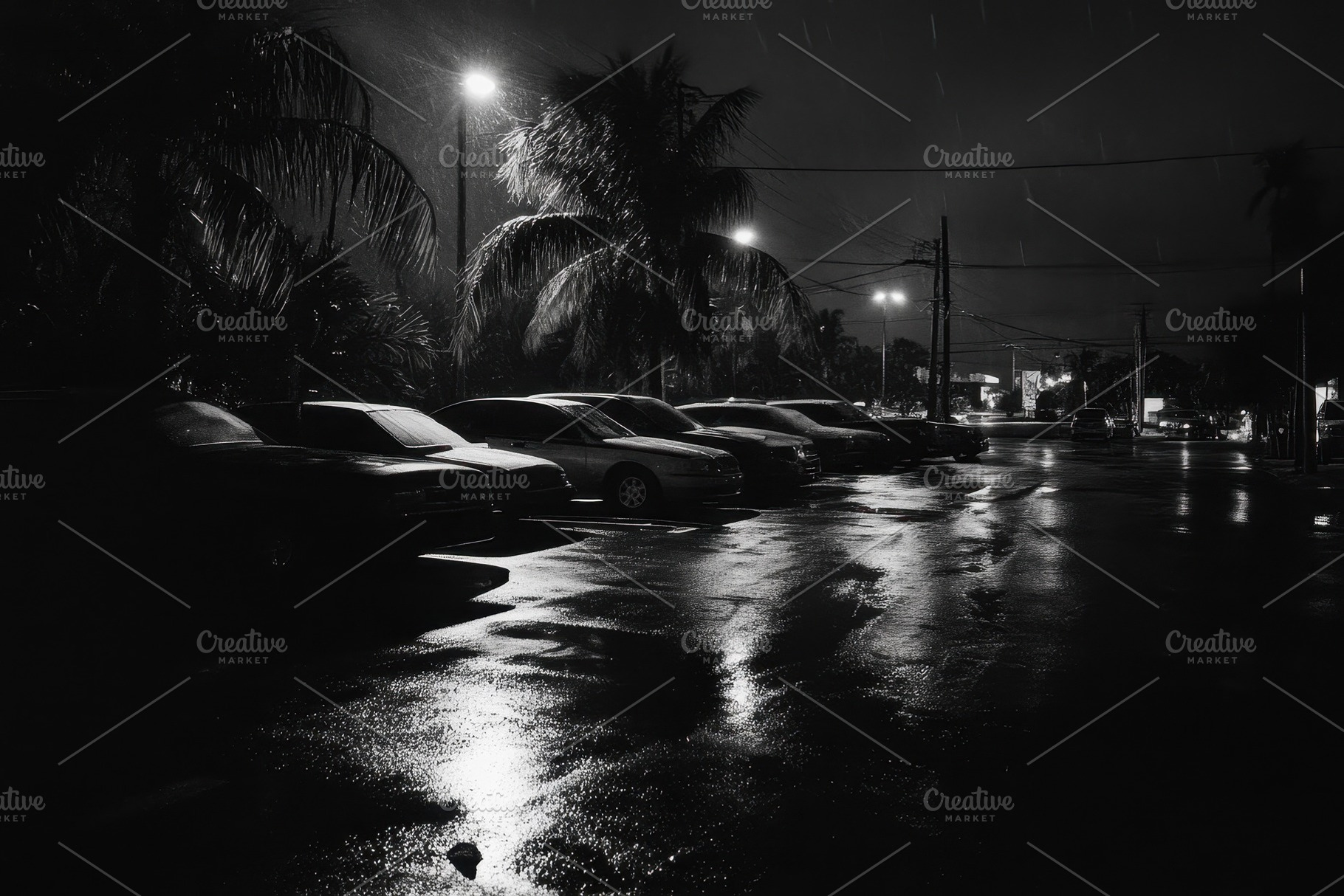 Dark parking lot in Miami illuminate, a Photo by Iftikhar Alam