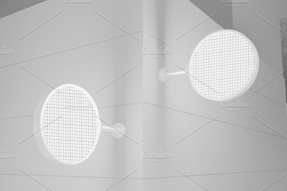 Round Sign Mockup, an Advertising Mockup by Qaleb Studio (Photo 1 of 2)
