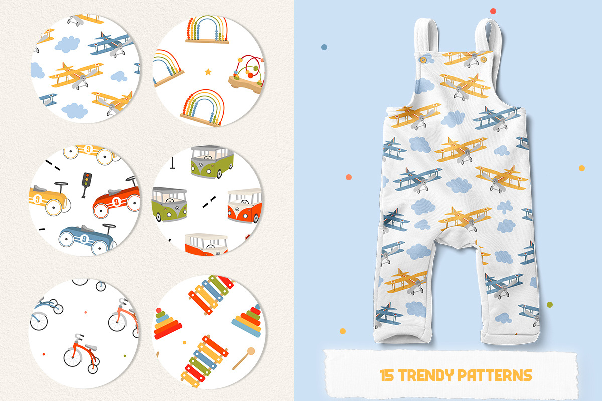 Vintage Toys Clipart & Patterns, an Illustration by JT_Design_Art (Photo 8 of 10)