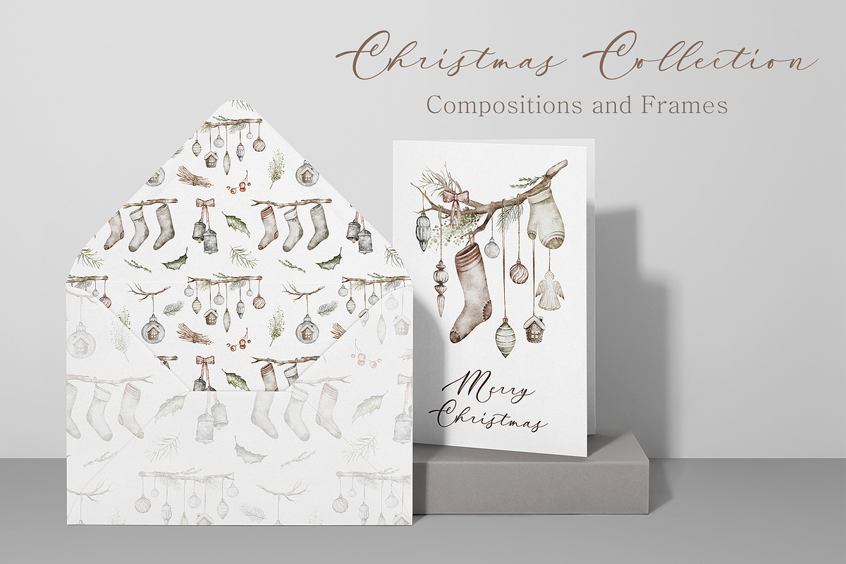 Boho‑Nordic Christmas Watercolor Set, a Seasonal Illustration by LenArt (Photo 3 of 17)