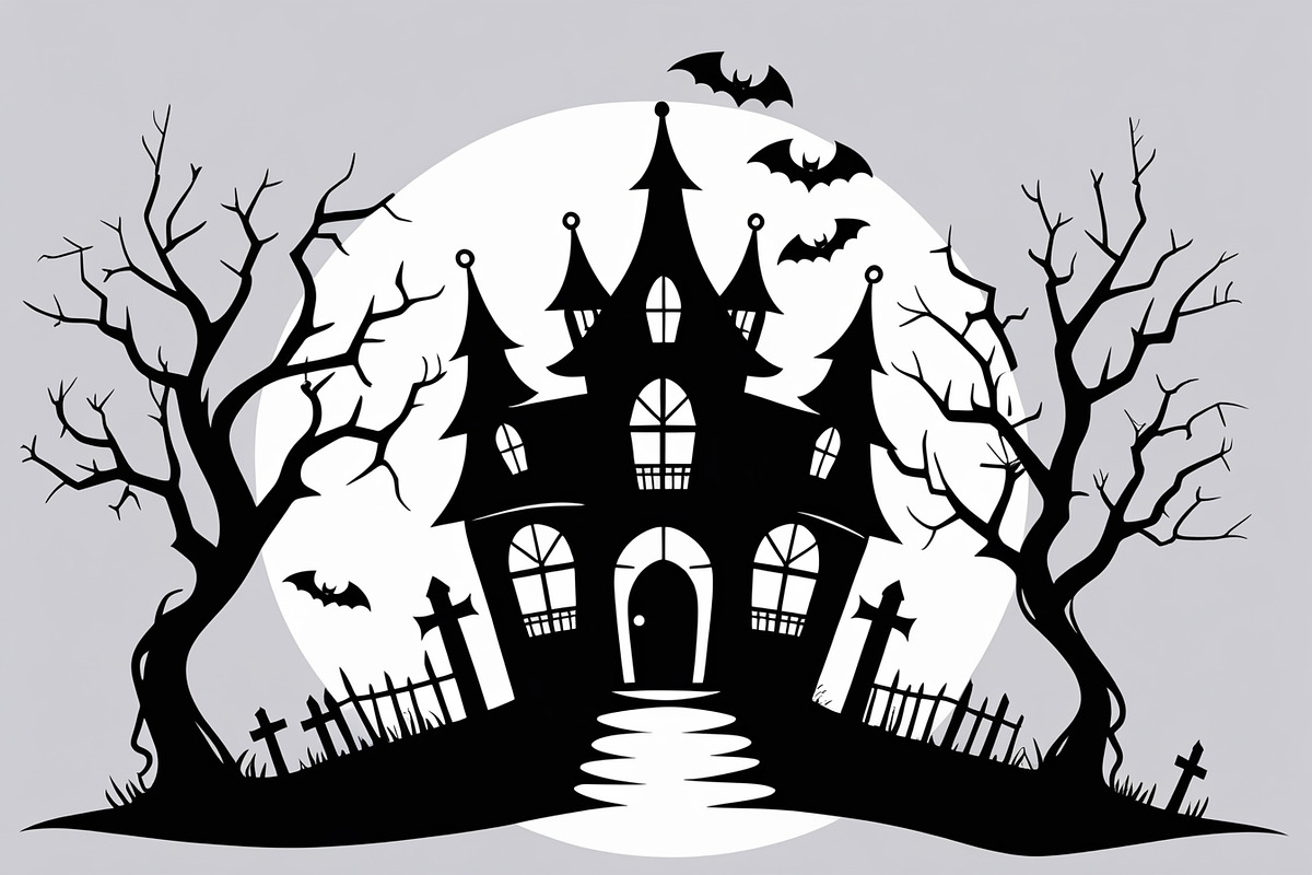 Haunted Halloween Silhouette Set, an Illustration by Creativeshirt (Photo 4 of 9)
