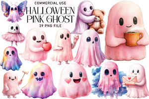 Halloween Pink Ghost, an Illustration by Daily.Designs