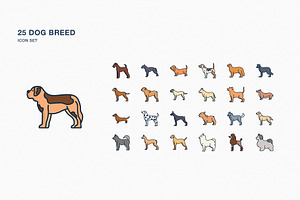 Dog breeds icon set