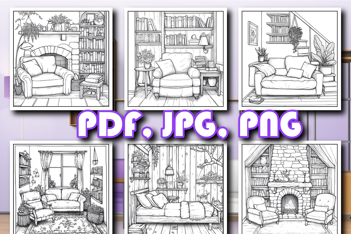 Cozy Spaces Coloring Pages for Adult, an Object Illustration by Design Home (Photo 2 of 3)