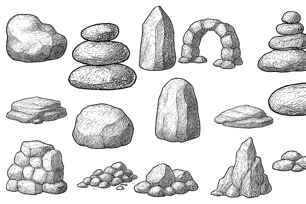 Stone Rock Set, an Object Graphic by nikagraphic