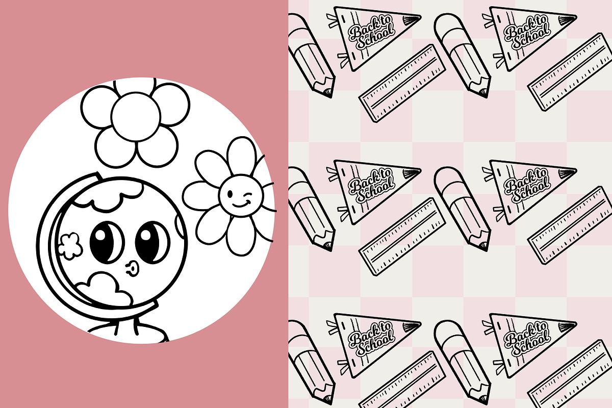 Retro Back to School Line Art, an Illustration by TheClipAtelier (Photo 4 of 4)