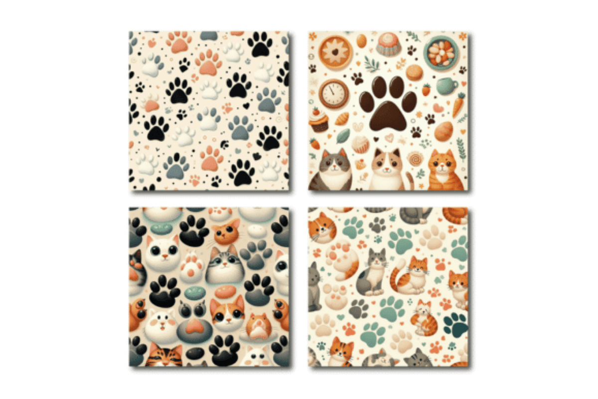 Cat Paw Patterns Digital Papers, a Pattern Graphic by Dizzy Art Studio (Photo 2 of 3)