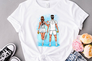 Best Friends Clipart, Tennis Couple.