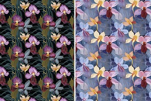 Moire Floral Seamless Patterns