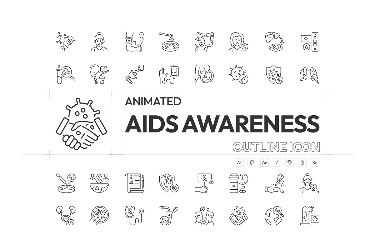 Animated AIDS Awareness Icons, an Outline Icon by Prosymbols (Photo 1 of 6)