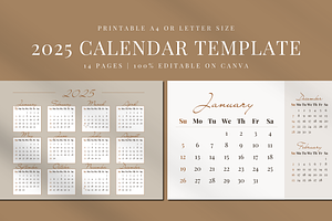 2025 CALENDAR CANVA TEMPLATE, a Stationery Template by The Little Lily Studio