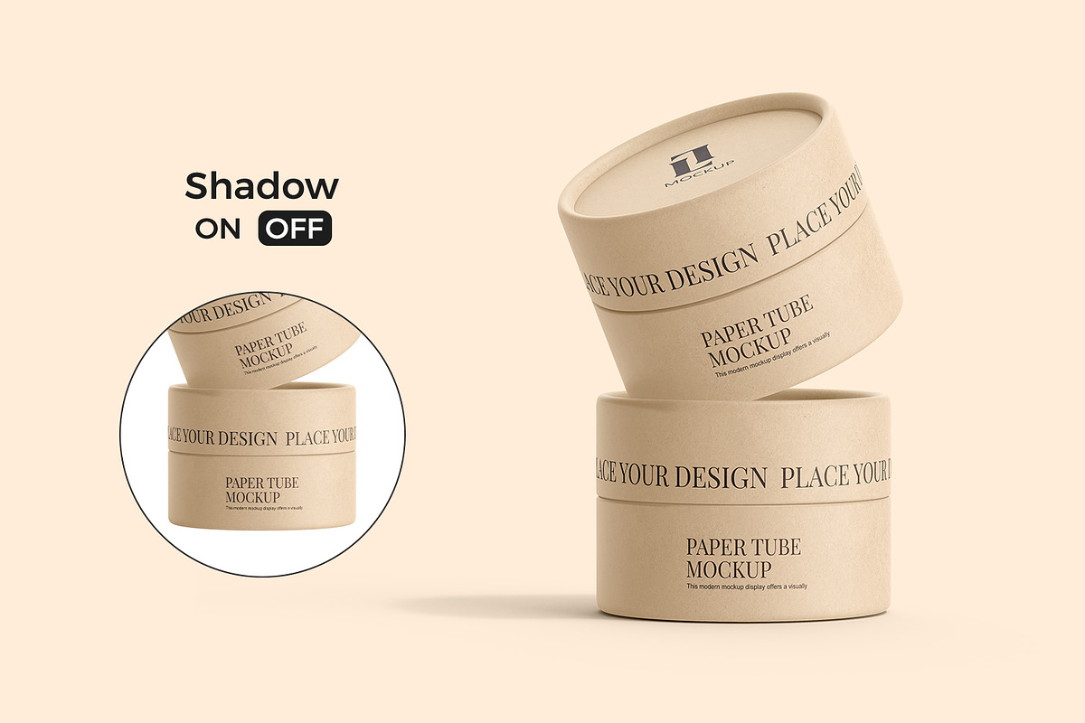 Kraft Cylinder Paper Tube Mockup, a Packaging Mockup by Ram Studio LLC (Photo 5 of 12)