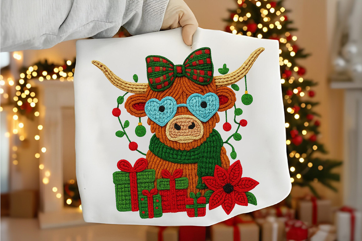 Christmas Highland Cow, an Illustration by Canvas Craft (Photo 1 of 5)
