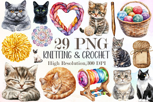 Knitting & Crochet Watercolor Clipar, an Illustration by Sublimation Artist