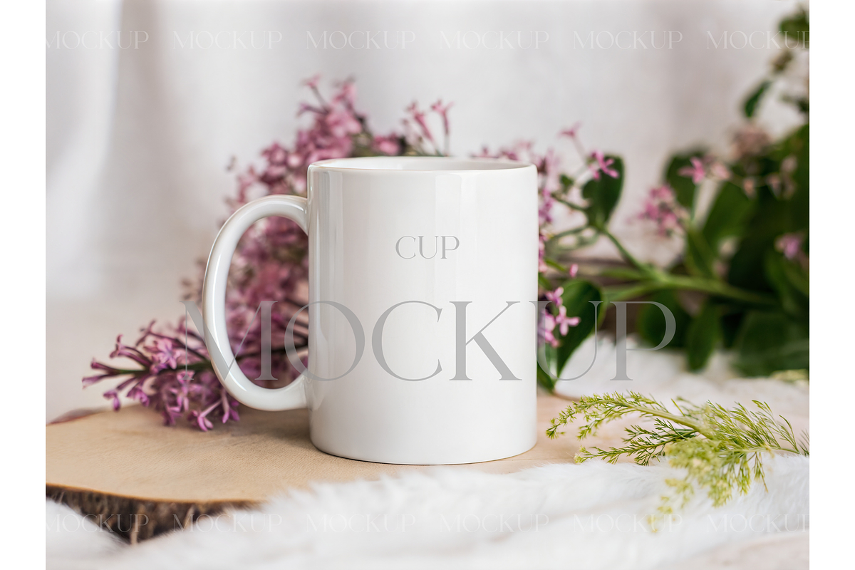White Cup with Spring Flowers, a Product Mockup by MockupWizard (Photo 1 of 3)