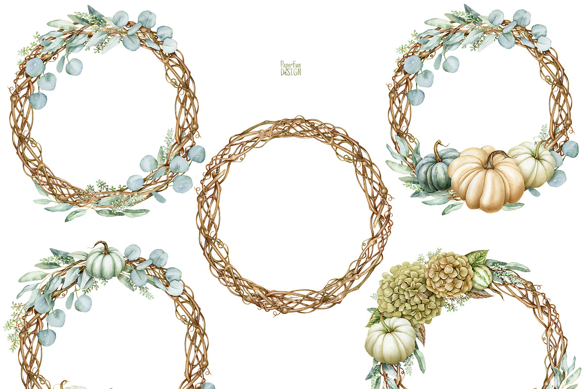 Watercolour autumn wreath PNG, a Decorative Illustration by Mary (Photo 2 of 5)