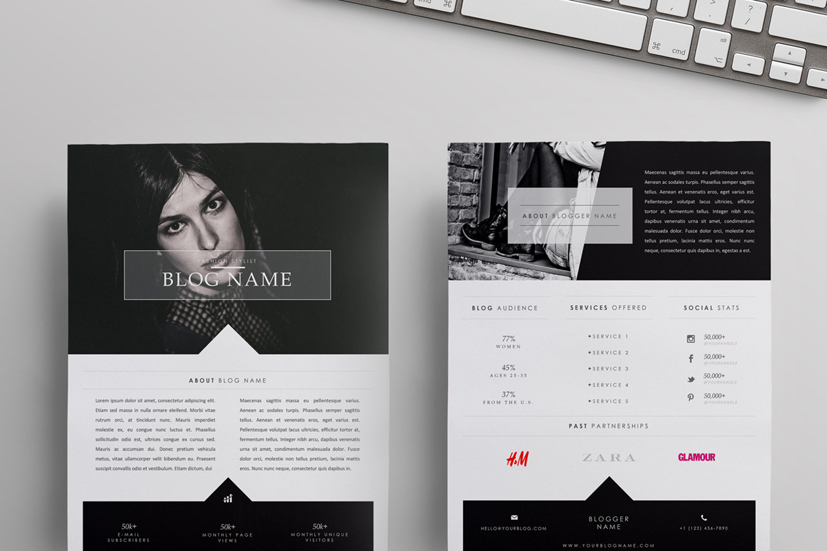 Blog Media Kit Template | Two Pages, a Stationery Template by Blogger Kit Co. (Photo 1 of 6)