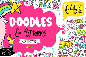 645 Doodles & Patterns - Clipart Set