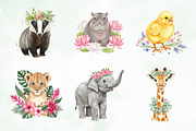 Whimsical Animals & Floral Clipart, an Illustration by Creative Art (Thumbnail 8 of 9)
