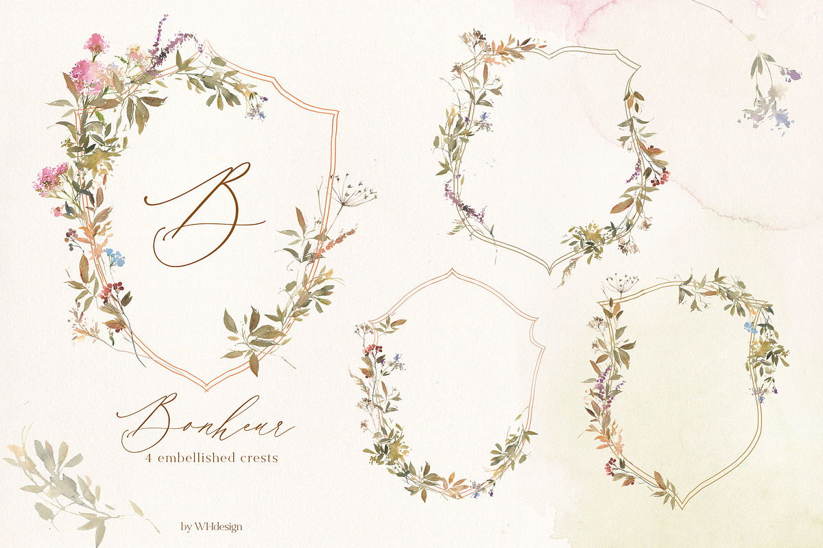 Bonheur Fall Florals Clip Art, an Illustration by whiteheartdesign (Photo 2 of 18)