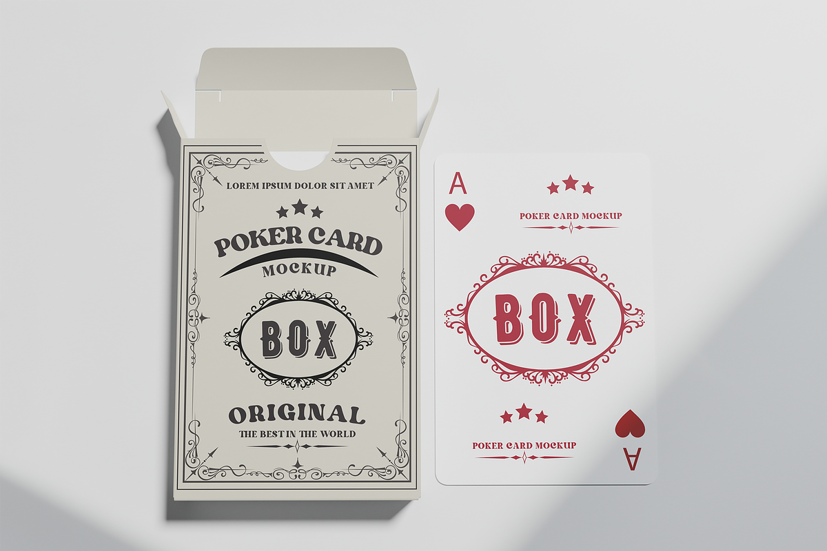 Poker Card Box Mockup, an Advertising Mockup by xavier_studio (Photo 2 of 5)
