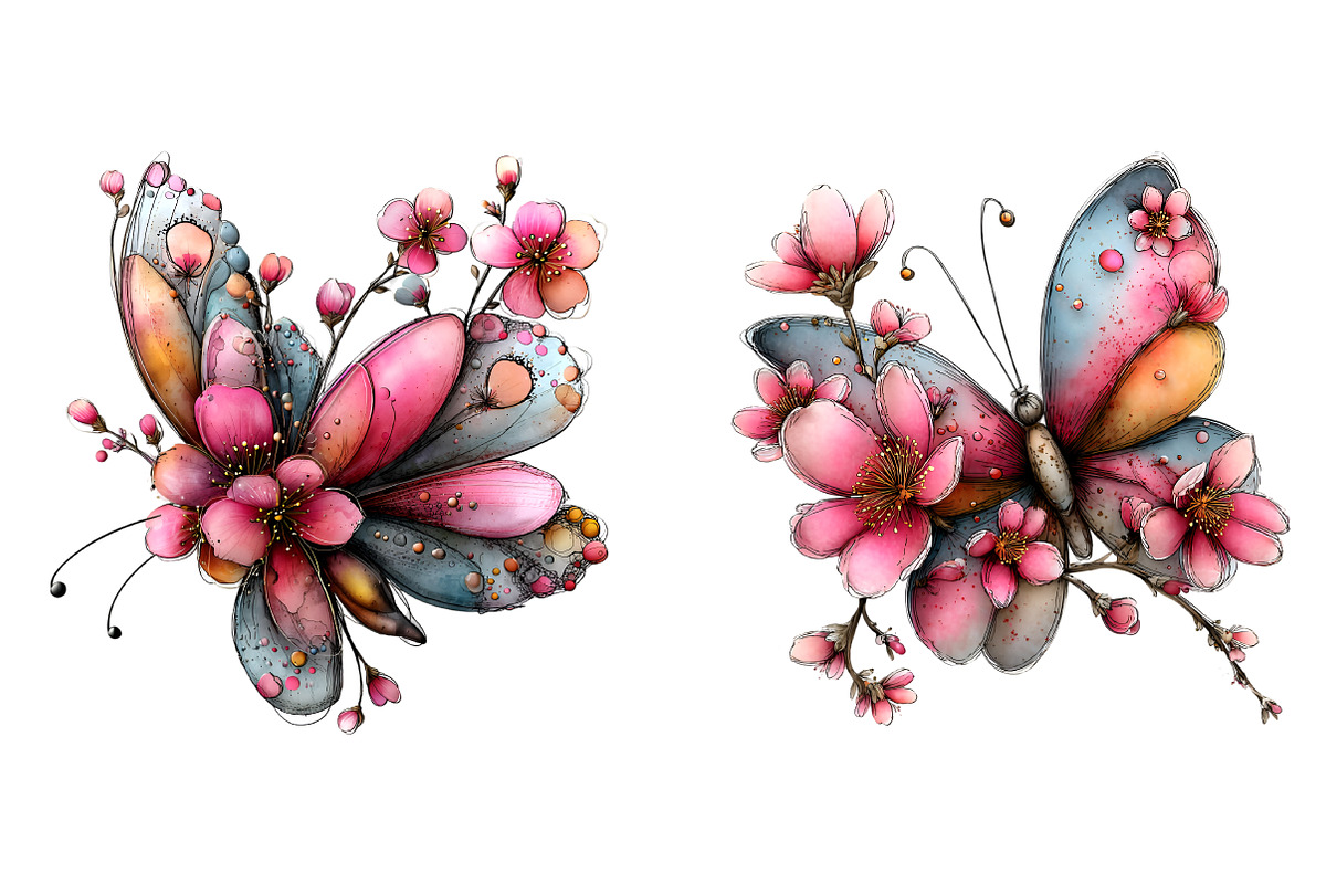 Whimsical spring Butterfly Clipart, an Illustration by SinaCreation (Photo 6 of 11)