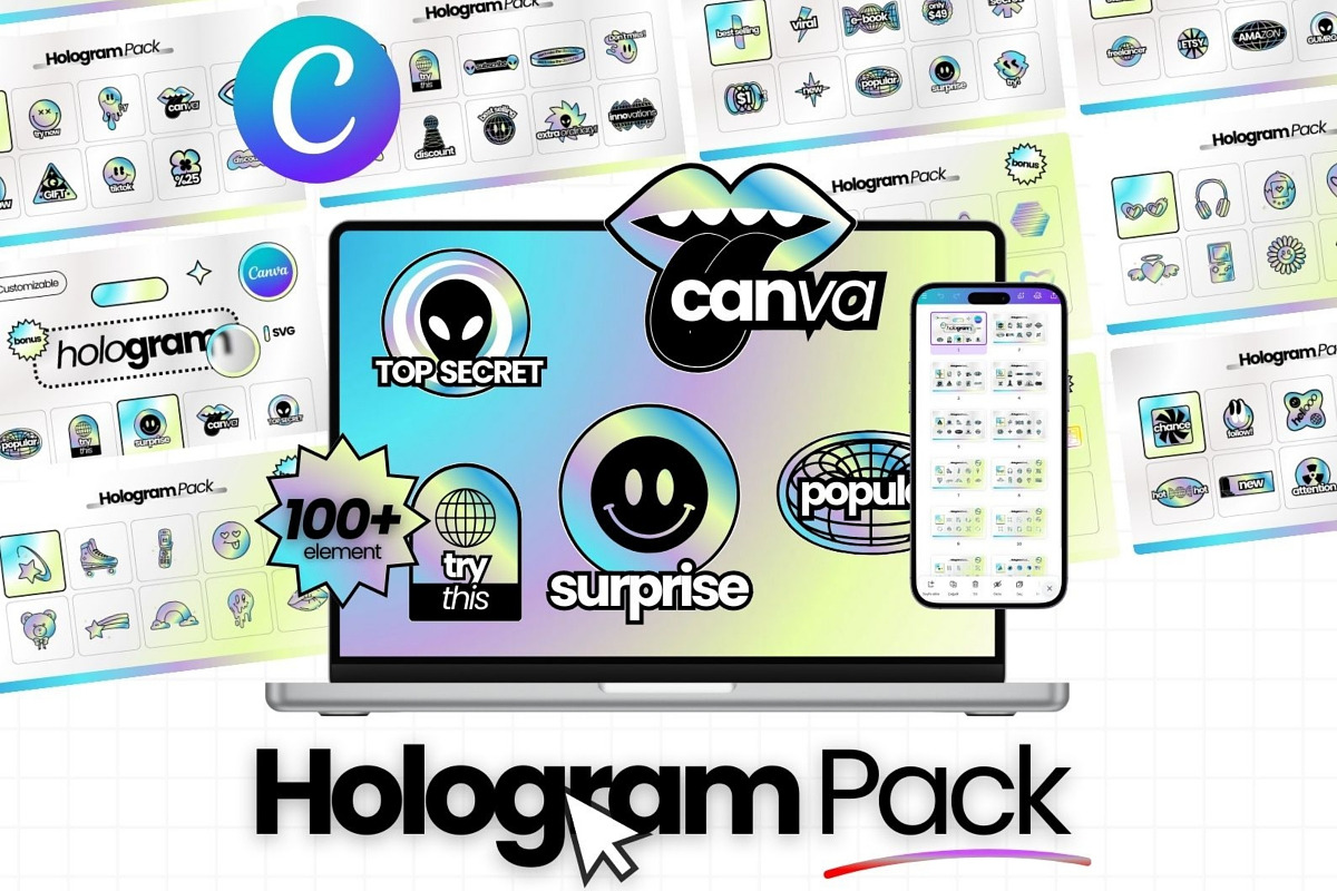 Hologram Pack Canva Templates, a Social Media Template by Virall (Photo 1 of 10)