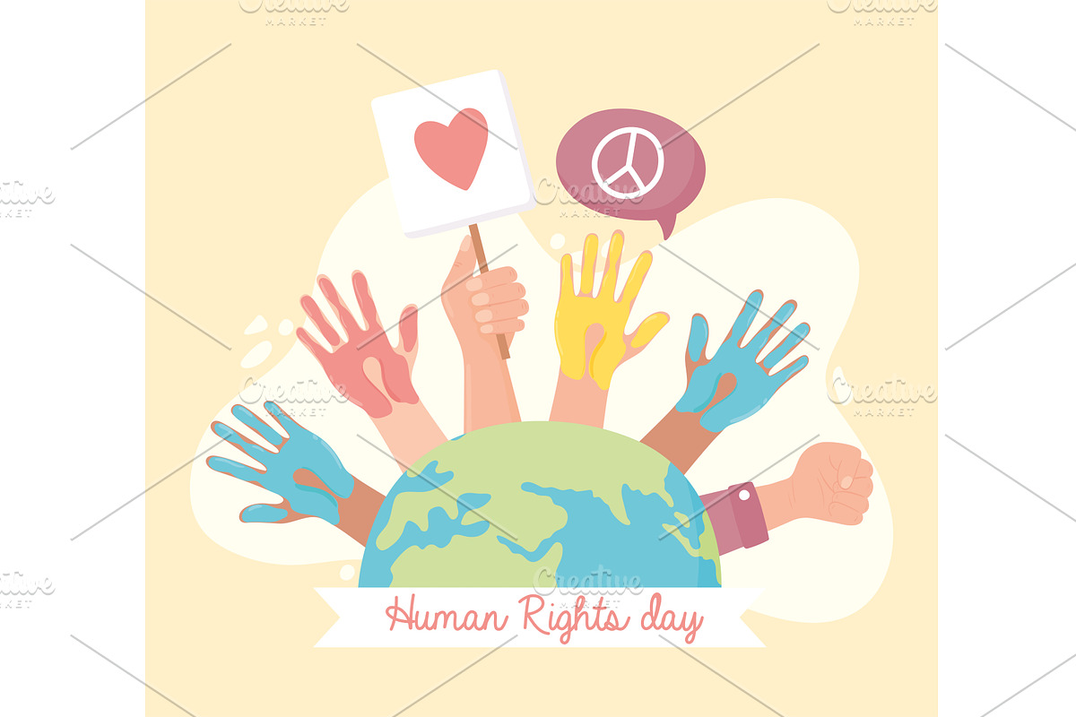 human rights day poster, an Illustration by studiogstock