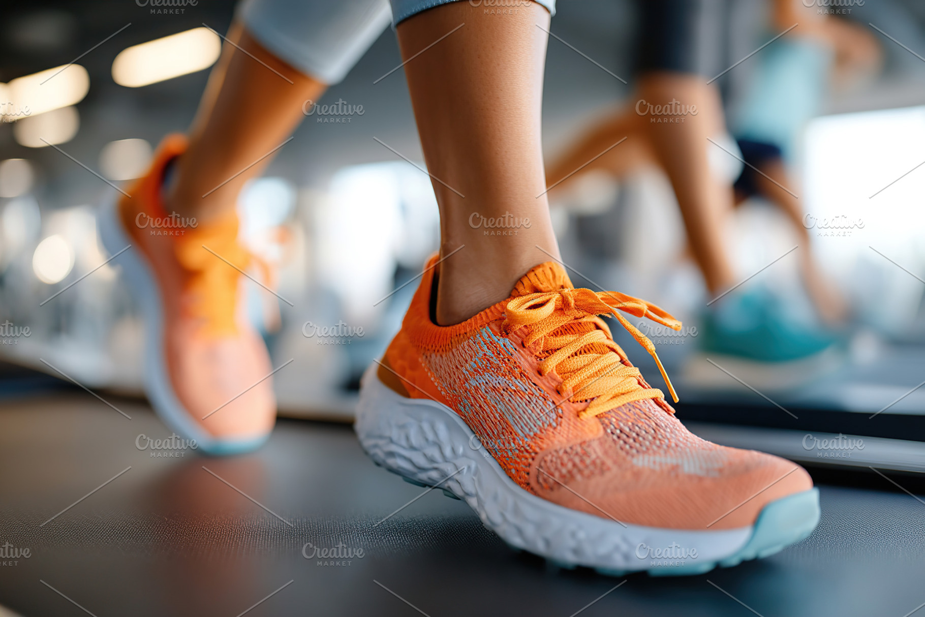 Female legs in running shoes during workout at gym on treadmill in bright light, a Sports & Recreation Photo by AlyaAnd