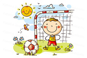 Cartoon boy playing soccer, a Sport Illustration by Bubert Art (Thumbnail 1 of 2)