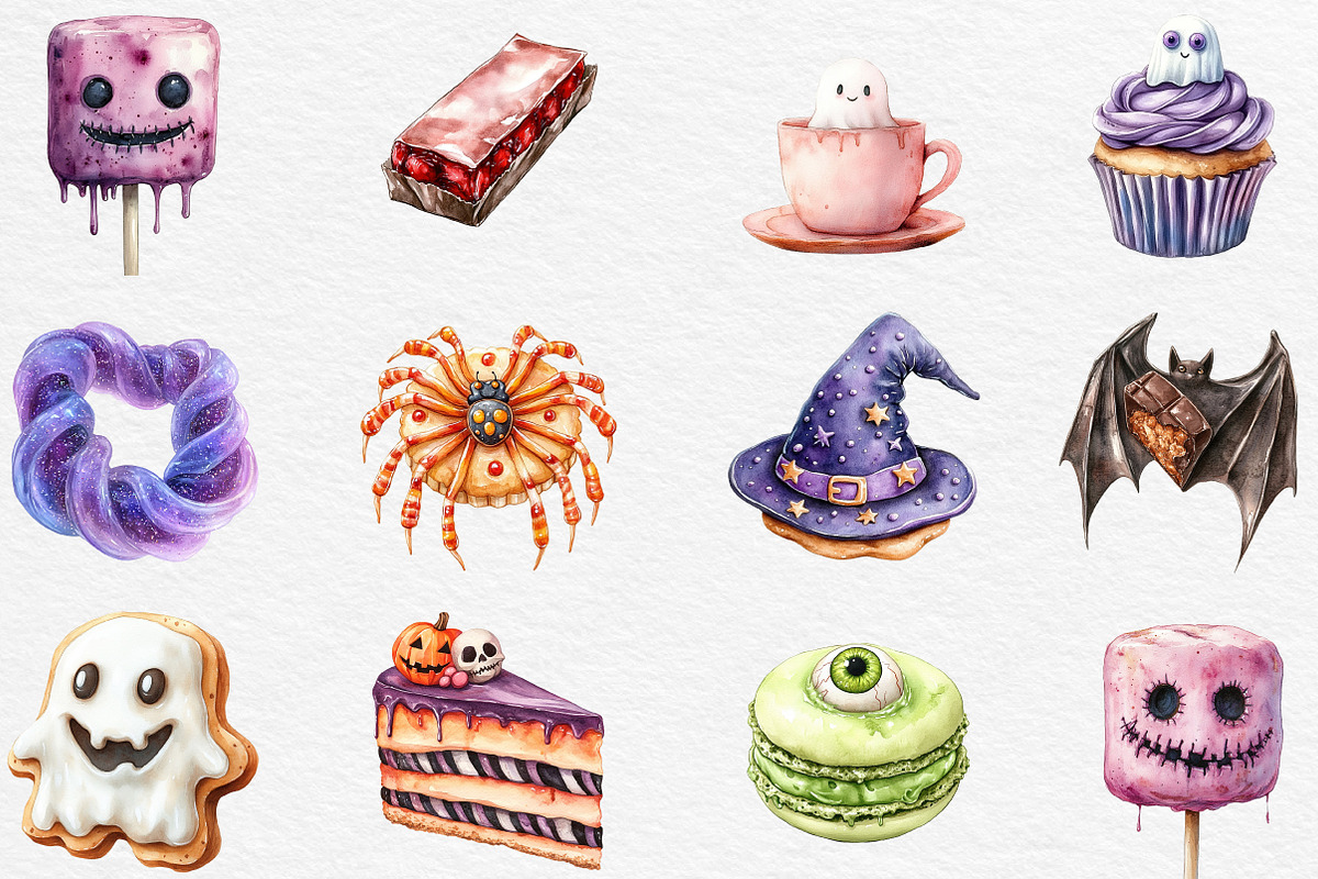 Watercolor Halloween Sweets Clipart, an Illustration by Black Bird Studio (Photo 4 of 6)