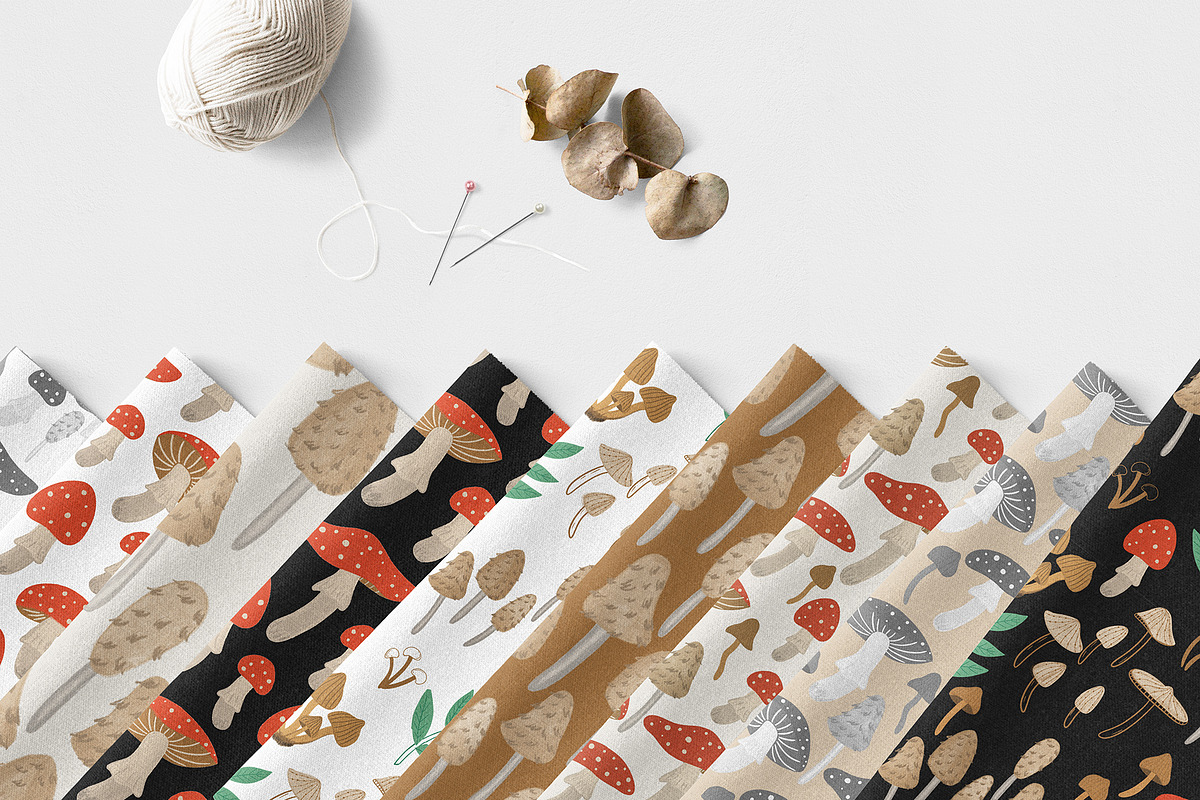 Mushroom pattern collection, a Pattern Graphic by Alona Savchuk (Photo 5 of 7)