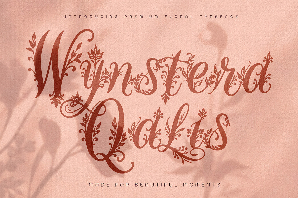 WynsteraQalis Decorative Floral font, a Script Font by HypeWorksCo (Photo 1 of 24)