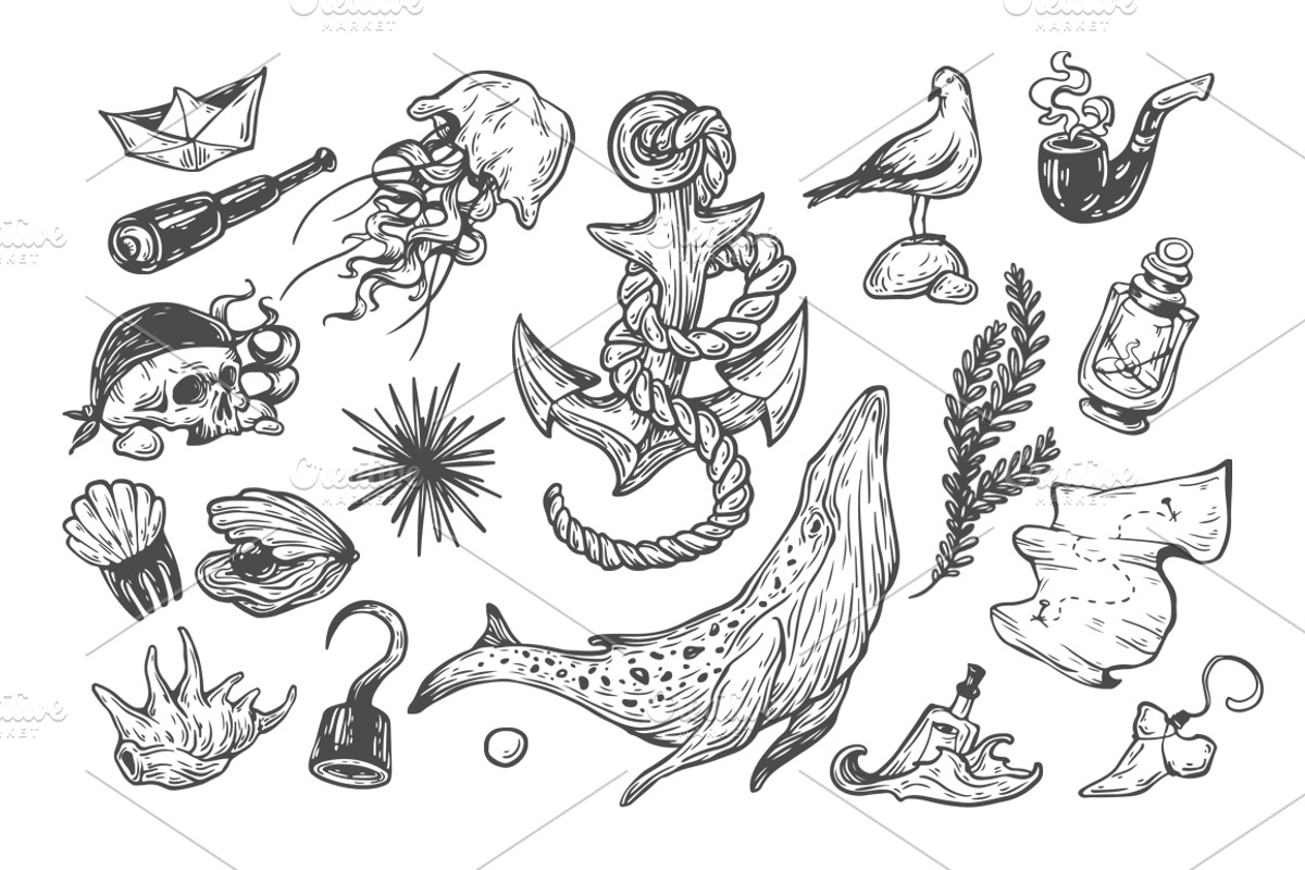 Nautical collection. Sea set., an Object Illustration by Olga Olmix (Photo 3 of 7)