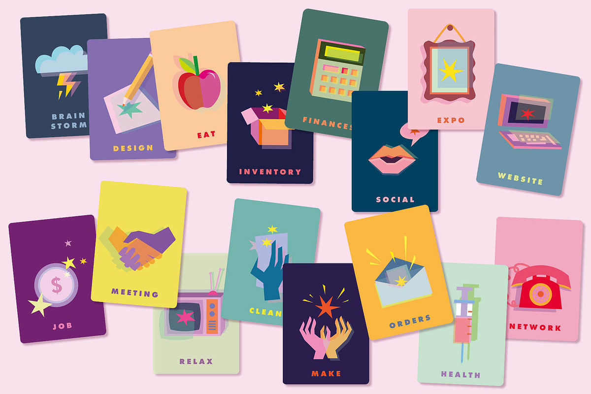 Illustrated task work icon risocards, a Work Illustration by studiomisprint (Photo 3 of 8)