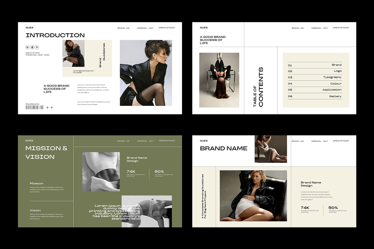 GUES Brand Guidelines Presentation T, a Presentation Template by Slide-Agency (Photo 9 of 15)