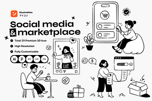 Social Media & Marketplace, a Technology Illustration by orenjidesign