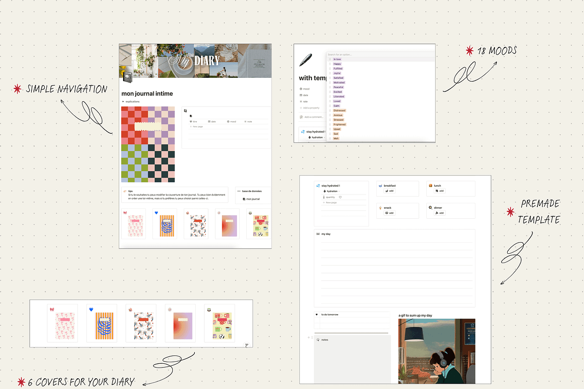 My diary - Notion template, an App Template by Iasan Design (Photo 7 of 13)