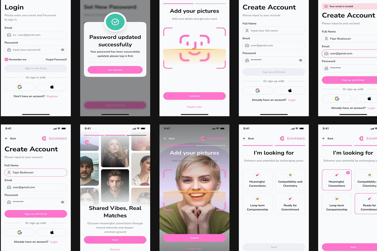 EchoMatch - Dating Mobile Apps UI, an UI Kit Template by Creative Perspective (Photo 4 of 7)