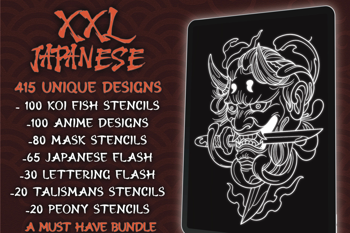 XXL Japanese Tattoo Procreate Bundle, a Brush Add-On by ProcreateInk (Photo 2 of 10)