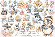Cute Sea Animals Clipart, an Illustration by Sublimation Artist (Thumbnail 1 of 6)